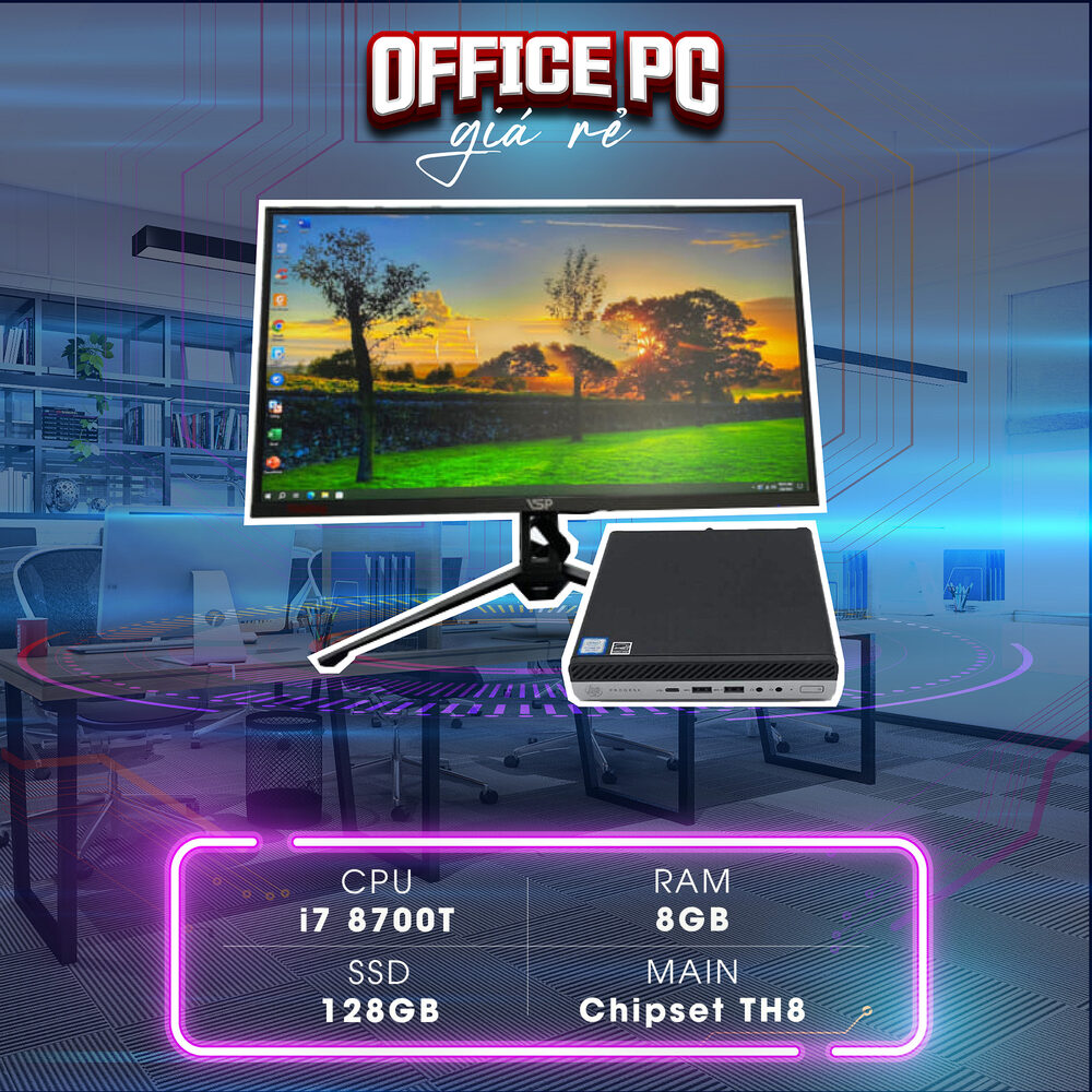 Máy tính Tiny i7 8700T/ram 8GB/SSD 128GB/Wifi/BT/Win 10